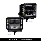 Go Rhino Blackout Combo Series Lights Pair of 4x3 Cube Sideline LED Flood Lights W/Amber Black Go Rhino