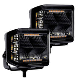 Go Rhino Blackout Combo Series Lights Pair of 4x3 Cube Sideline LED Flood Lights W/Amber Black Go Rhino