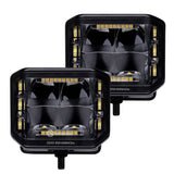 Go Rhino Blackout Combo Series Lights Pair of 4x3 Cube Sideline LEDSpot Lights W/ Amber Black Go Rhino