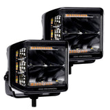 Go Rhino Blackout Combo Series Lights Pair of 4x3 Cube Sideline LEDSpot Lights W/ Amber Black Go Rhino