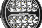 Go Rhino Blackout Series Lights 7 Inch Round LED Spot Light Beam With Daytime Running Light Black Go Rhino