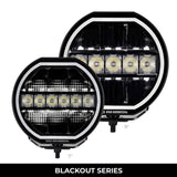 Go Rhino Blackout Series Lights 7 Inch Maxline LED Hi/Low Beam W/Multi Daytime Running Light Black Go Rhino