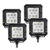 Go Rhino Bright Series Lights 3x3 Cube LED Flood Lights, Set of Four Black Go Rhino