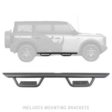 Domintator Extreme D2 Side Steps With Mounting Brackets Textured Black 2021-2025 Ford Bronco 4 Door Go Rhino