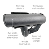 Dominator Xtreme DT Side Steps with Mounting Bracket Kit Textured Black 2019-2026 Ram 1500 Extended Cab Go Rhino