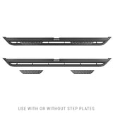Dominator Xtreme DT Side Steps with Rocker Panel Mounting Bracket Kit Double Cab Textured Black 2024-2026 Toyota Tacoma Go Rhino