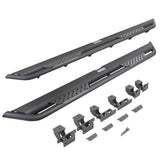 Dominator Xtreme DT Side Steps with Mounting Bracket Kit Textured Black 2018-2026 Jeep Wrangler Go Rhino