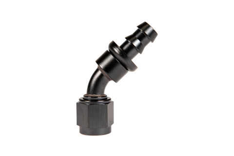 -6 45 Deg to Hose Barb Black