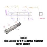 Hitch Extender 14 Inch x 2 Inch .5K TW 10K Towing Gen Y Hitch