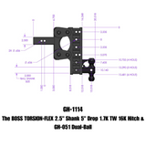 The Boss Torsion Flex 2.5 Inch Shank 5 Inch Drop 1.7K TW 16K Hitch & GH-051 Dual-Ball Gen Y Hitch