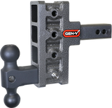 Mega Duty 2 Inch Offset Shank 2.5 Rise, 5 Inch Drop 1.5K TW 10K Hitch & GH-031 Dual-Ball Gen Y Hitch