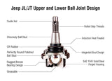 Apex Chassis Heavy Duty Ball Joint Kit Fits: 19-26 Jeep Gladiator JT 18-26 Jeep Wrangler JL/JLU Rubicon Mohave Sahara Sport Includes 1 Upper & 1 Lower