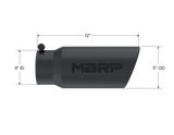 Exhaust Tip 5 Inch O.D. Angled Rolled End 4 Inch Inlet 12 Inch Length-Black Finish MBRP