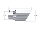 Exhaust Tail Pipe Tip 6 Inch O.D. Dual Wall Angled 4 Inch Inlet 12 Inch Length T304 Stainless Steel MBRP