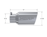Exhaust Tail Pipe Tip 6 Inch O.D. Angled Rolled End 4 Inch Inlet 12 Inch Length T304 Stainless Steel MBRP