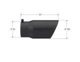 Exhaust Tip 6 Inch O.D. Angled Rolled End 5 Inch Inlet 12 Inch Length Black Coated MBRP