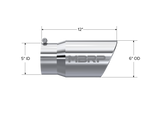 Exhaust Tail Pipe Tip 6 Inch O.D. Angled Rolled End 5 Inch Inlet 12 Inch Length T304 Stainless Steel MBRP