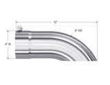 Exhaust Tail Pipe Tip 4 Inch O.D. Turn Down 4 Inch Inlet 12 Inch Length T304 Stainless Steel MBRP