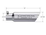 Exhaust Tail Pipe Tip 3 1/2 Inch O.D. Dual Wall Angled 2 1/2 Inch Inlet 12 Inch Length T304 Stainless Steel MBRP