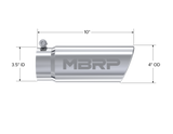 T304 Stainless Steel Tip, 4 Inch OD Angled Rolled End, 3.5 Inch Inlet, 10 Inch length, MBRP