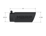 Black Coated Tip, 4 Inch OD Angled Roll End End, 3.5 Inch Inlet, 10 Inch Length, MBRP