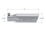 Exhaust Tip 3 1/2 Inch O.D. Angled Rolled End 2 1/2 Inch Inlet 12 Inch Length T304 Stainless Steel MBRP