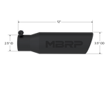 Exhaust Tip 3 1/2 Inch O.D. Angled Rolled End 2 1/2 Inch Inlet 12 Inch Length-Black Finish MBRP
