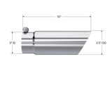 Exhaust Tip 3 1/2 Inch O.D. Dual Wall Angled End 3 Inch Inlet 10 Inch Length T304 Stainless Steel MBRP