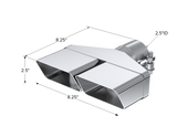 Exhaust Tip 8 x 2 1/2 Inch ID Rectangle 2 1/2 Inch O.D. Inlet 8 1/4 Inch Length T304 Stainless Steel MBRP