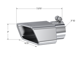 Exhaust Tip 4 3/4 Inch X 3 Inch ID Rectangle Angled Cut 3 Inch O.D. Inlet Passenger Side 7 3/8 Inch Length T304 Stainless Steel MBRP