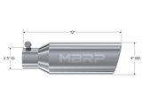 4 Inch OD 2.5 Inch Inlet 12 Inch Length Exhaust Tail Pipe TipAngled Cut Rolled End Clampless-No Weld T304 Stainless Steel MBRP