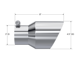 Exhaust Tip 4.5 Inch O.D. Dual Wall Angled 3 Inch Inlet 7.7 Inch Length T304 Stainless Steel MBRP