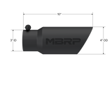 Exhaust Tip 4 Inch O.D. Dual Wall Angled 3 Inch Inlet 10 Inch Length Black MBRP