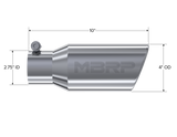 Exhaust Tip 4 Inch O.D. Angled Rolled End 2 3/4 Inch Inlet 10 Inch Length T304 Stainless Steel MBRP