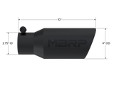 Exhaust Tip 4 Inch O.D. Angled Rolled End 2 3/4 Inch Inlet 10 Inch Length Black Coated MBRP
