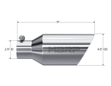 Exhaust Tip 4 1/2 Inch O.D. Dual Wall Angle Rolled End 2.5 Inch Inlet 11 Inch Length T304 Stainless Steel MBRP