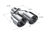 T304 Stainless Steel Tip 2.5 Inch ID Dual 3.5 Inch OD Out 9.5 Inch Length Dual Wall MBRP