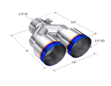 T304 Stainless Steel Burnt End Tip 2.5 Inch ID Dual 3.5 Inch OD Out 9.5 Inch Length Single Wall MBRP