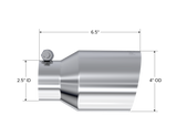 T304 Stainless Steel Tip 2.5 Inch ID 4 Inch OD Single Wall Angle Cut 6.5 Inch Length MBRP