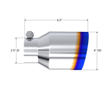 T304 Stainless Steel Burnt End Tip Pro Series 2.5 Inch ID 4 Inch OD Single Wall Angle Cut 6.5 Inch Length MBRP