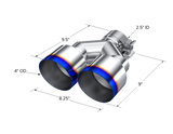 T304 Stainless Steel Burnt End Tip Pro Series 2.5 Inch ID Dual 4 Inch OD Out 9.55 Inch Length Single Wall MBRP
