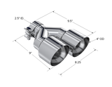 T304 Stainless Steel Tip  2.5 Inch ID Dual 4 Inch OD Out 9.55 Inch Length Single Wall MBRP