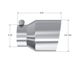 3 Inch Inlet 4.5 Inch OD Out 6.13 Inch Length Angle Cut Universal Tail Pipe Tip T304 Stainless Steel Tip MBRP