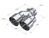 T304 Stainless Steel Tip 3.0 Inch ID 4.0 Inch OD Dual Out 9.87 Inch Length Dual Wall MBRP