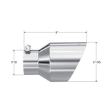 Exhaust Tip 3 Inch ID 5 Inch OD Out 8 Inch Length Angle Cut Dual Wall T304 Stainless Steel MBRP