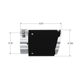 Exhaust Tip 3 Inch ID 4 Inch OD Out 6.13 Inch Length Angle Cut Dual Wall Carbon Fiber and Stainless Steel MBRP