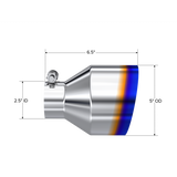 Exhaust Tip 2.5 Inch ID 5 Inch OD Out 6.5 Inch Length Angle Cut Single Wall Burnt and Stainless Steel MBRP
