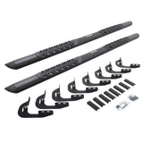 V3 Series Aluminum 5 Inch Elipse Side Steps with Mounting Brackets Textured Black 2014-2018 Silverado/Sierra 1500/2500 HD Crew Cab Go Rhino